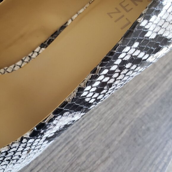 Naturalizer Evie Snake Embossed Pointed Toe Leather Pumps Black/Cream Women's 9 - Picture 12 of 12